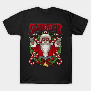 Sleigher Santa Claus Rocker Heavy Metal Christmas T-Shirt